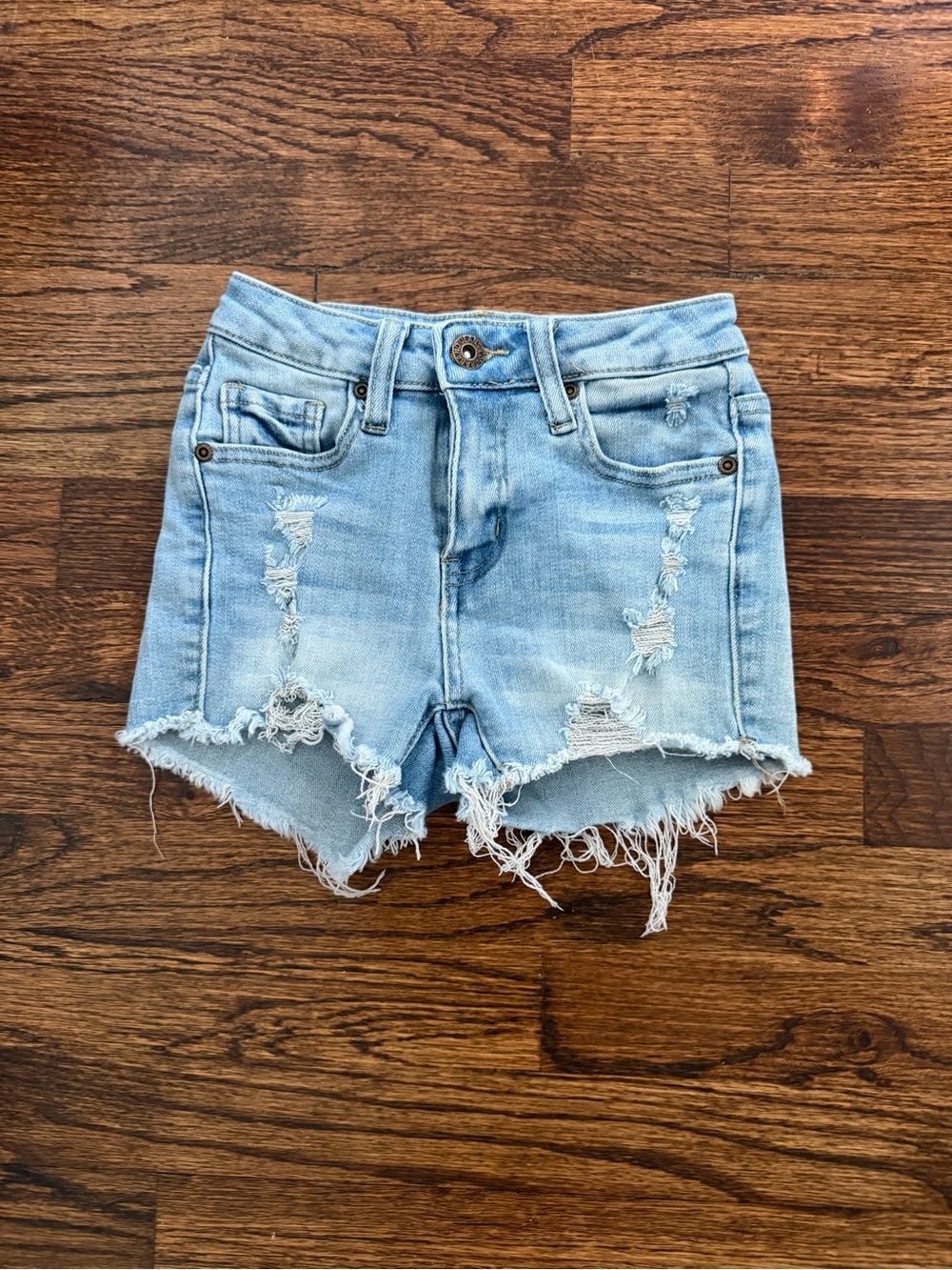 Contraband Light Blue Distressed Denim Shorts (GIRLS)